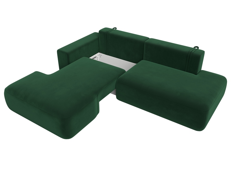 Диван угловой Лига-036 НПБ Модерн левый угол, Велюр, SEVEN 626 зеленый