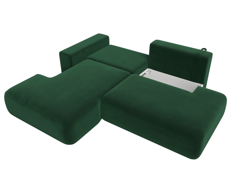 Диван угловой Лига-036 НПБ Модерн левый угол, Велюр, SEVEN 626 зеленый