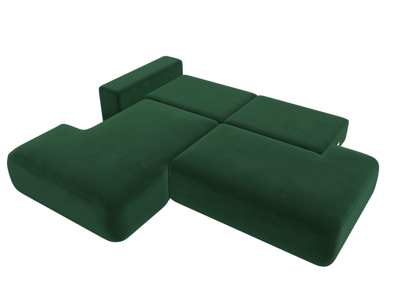 Диван угловой Лига-036 НПБ Модерн левый угол, Велюр, SEVEN 626 зеленый