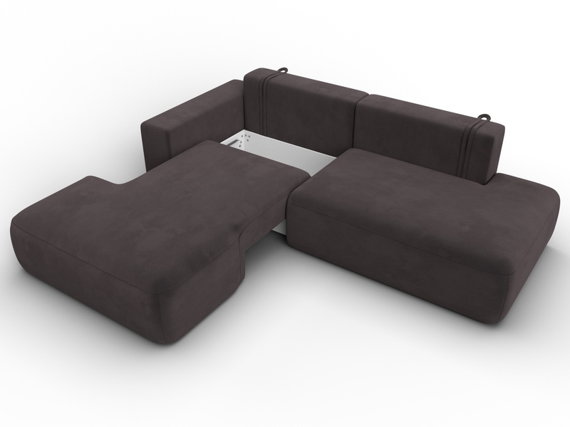 Диван угловой Лига-036 НПБ Модерн левый угол, Велюр, SEVEN 727 коричневый