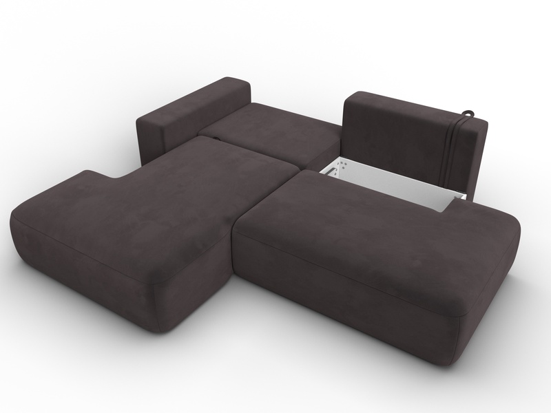 Диван угловой Лига-036 НПБ Модерн левый угол, Велюр, SEVEN 727 коричневый