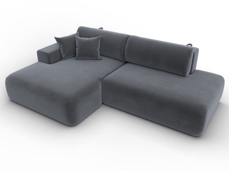 Диван угловой Лига-036 НПБ Модерн левый угол, Велюр, SEVEN 17 серый