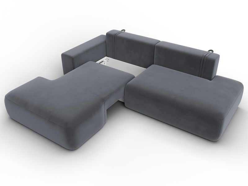 Диван угловой Лига-036 НПБ Модерн левый угол, Велюр, SEVEN 17 серый