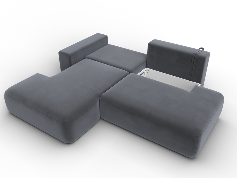 Диван угловой Лига-036 НПБ Модерн левый угол, Велюр, SEVEN 17 серый