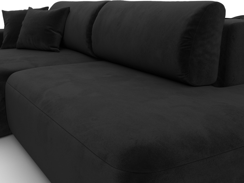 Диван угловой Лига-036 НПБ Модерн левый угол, Велюр, SEVEN 35 черный