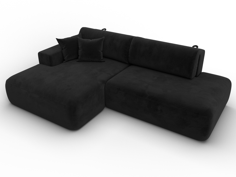Диван угловой Лига-036 НПБ Модерн левый угол, Велюр, SEVEN 35 черный