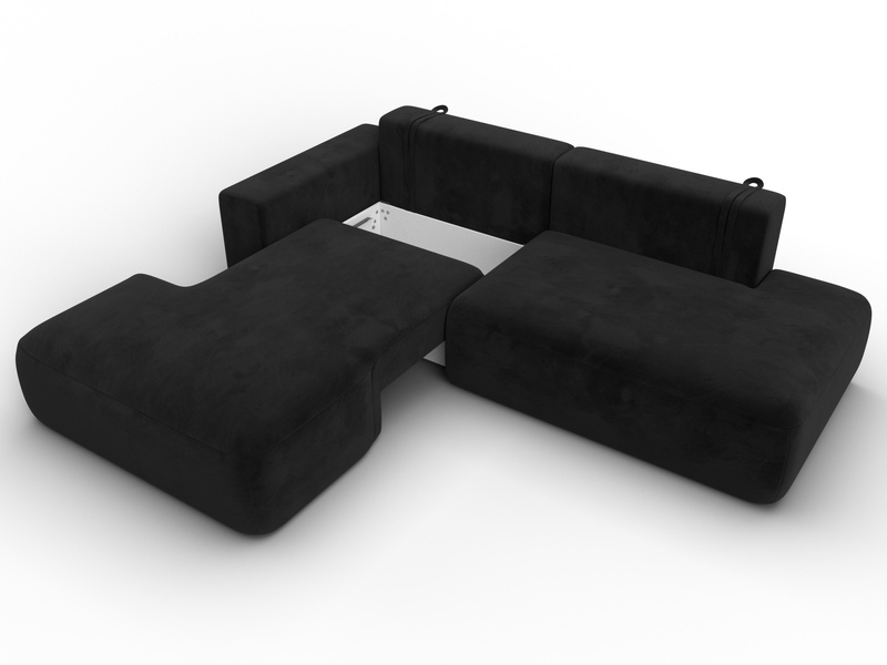 Диван угловой Лига-036 НПБ Модерн левый угол, Велюр, SEVEN 35 черный