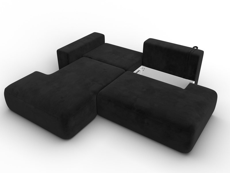 Диван угловой Лига-036 НПБ Модерн левый угол, Велюр, SEVEN 35 черный