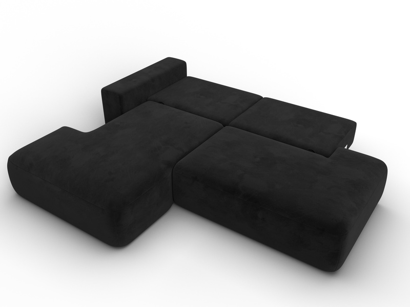 Диван угловой Лига-036 НПБ Модерн левый угол, Велюр, SEVEN 35 черный
