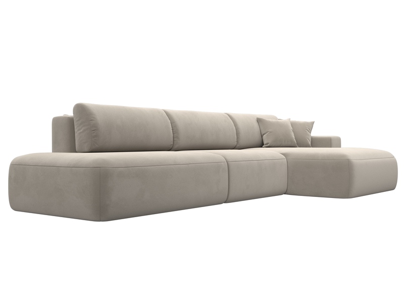 Диван угловой Лига-036 НПБ Модерн Лонг правый угол, Микровельвет, Бежевый