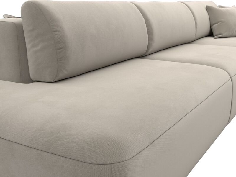 Диван угловой Лига-036 НПБ Модерн Лонг правый угол, Микровельвет, Бежевый