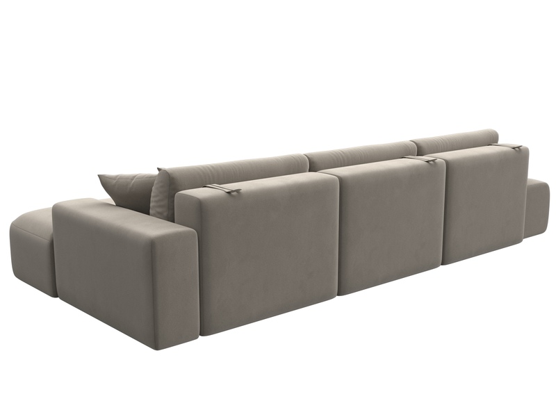 Диван угловой Лига-036 НПБ Модерн Лонг правый угол, Микровельвет, Бежевый