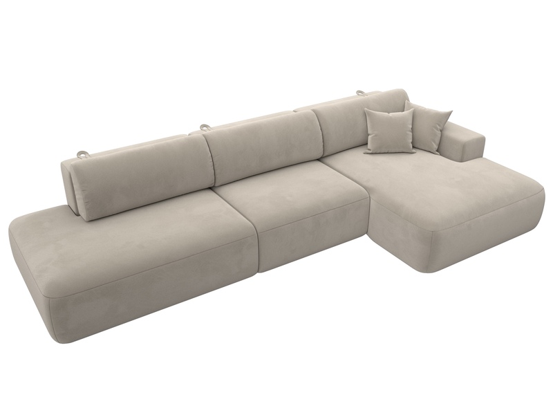 Диван угловой Лига-036 НПБ Модерн Лонг правый угол, Микровельвет, Бежевый