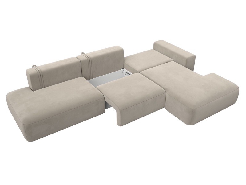 Диван угловой Лига-036 НПБ Модерн Лонг правый угол, Микровельвет, Бежевый