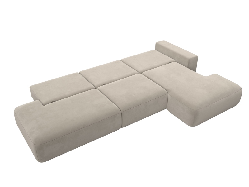 Диван угловой Лига-036 НПБ Модерн Лонг правый угол, Микровельвет, Бежевый
