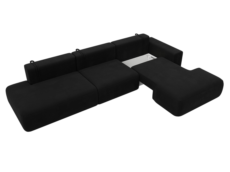Диван угловой Лига-036 НПБ Модерн Лонг правый угол, Микровельвет, Черный