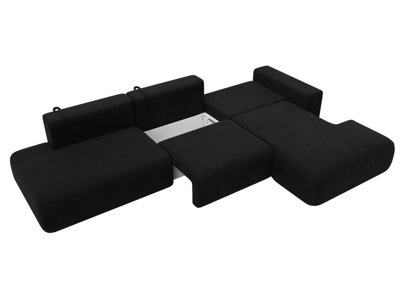 Диван угловой Лига-036 НПБ Модерн Лонг правый угол, Микровельвет, Черный