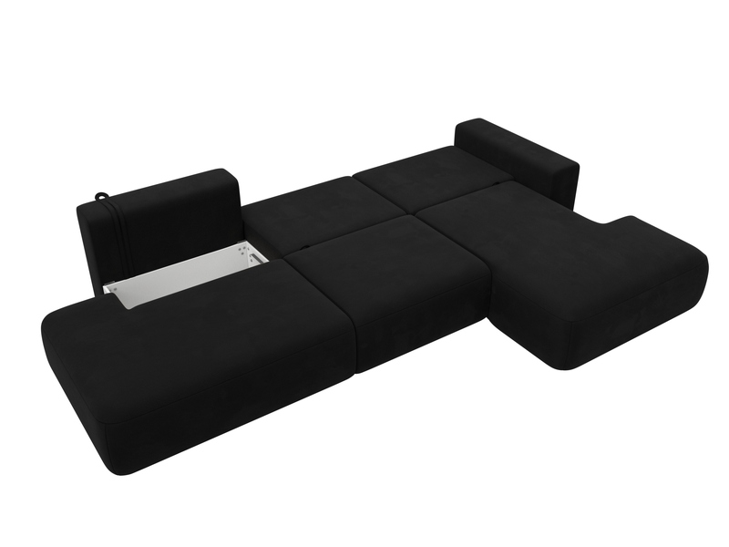 Диван угловой Лига-036 НПБ Модерн Лонг правый угол, Микровельвет, Черный