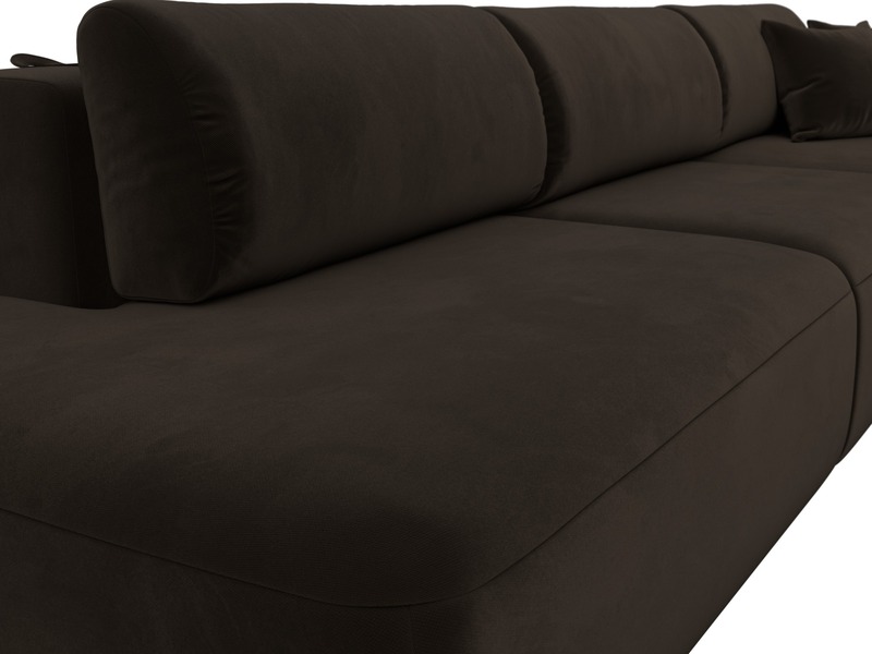 Диван угловой Лига-036 НПБ Модерн Лонг правый угол, Микровельвет, Коричневый