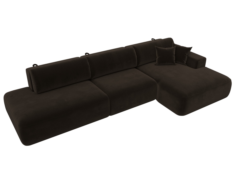 Диван угловой Лига-036 НПБ Модерн Лонг правый угол, Микровельвет, Коричневый