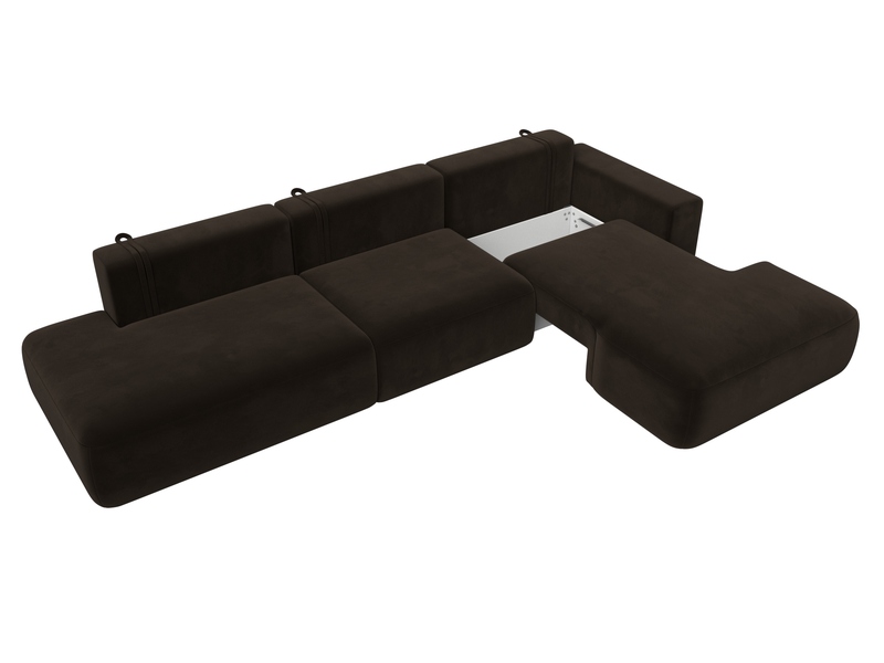 Диван угловой Лига-036 НПБ Модерн Лонг правый угол, Микровельвет, Коричневый