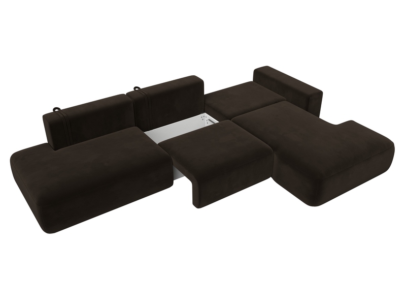 Диван угловой Лига-036 НПБ Модерн Лонг правый угол, Микровельвет, Коричневый
