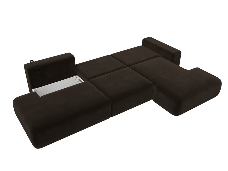 Диван угловой Лига-036 НПБ Модерн Лонг правый угол, Микровельвет, Коричневый