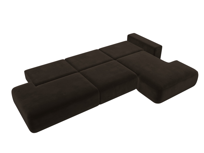 Диван угловой Лига-036 НПБ Модерн Лонг правый угол, Микровельвет, Коричневый