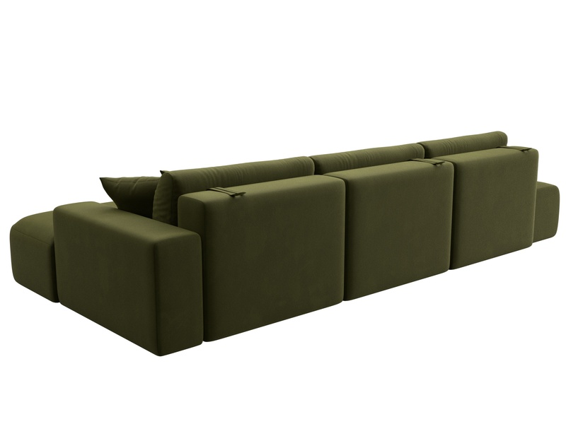 Диван угловой Лига-036 НПБ Модерн Лонг правый угол, Микровельвет, Зеленый