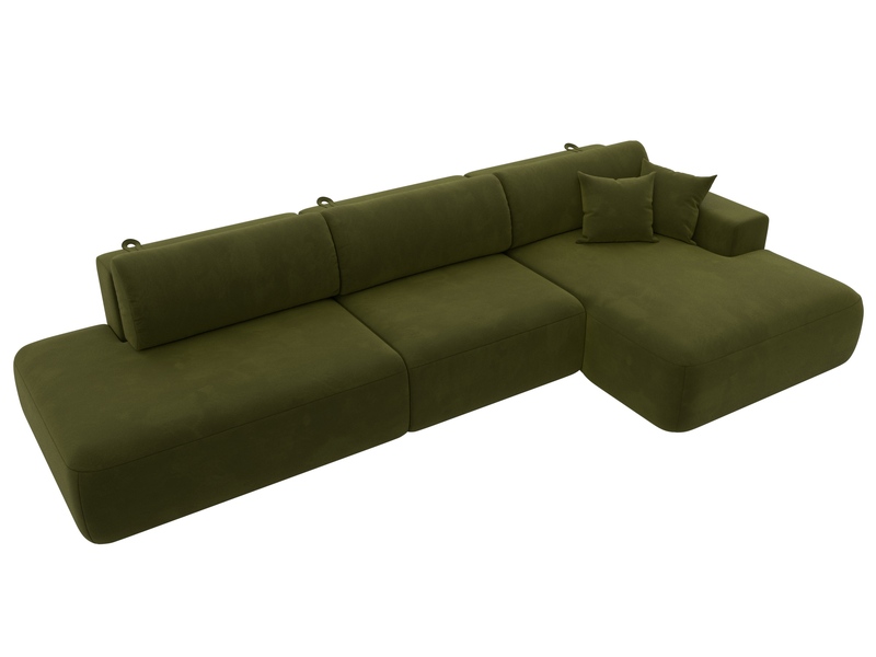 Диван угловой Лига-036 НПБ Модерн Лонг правый угол, Микровельвет, Зеленый