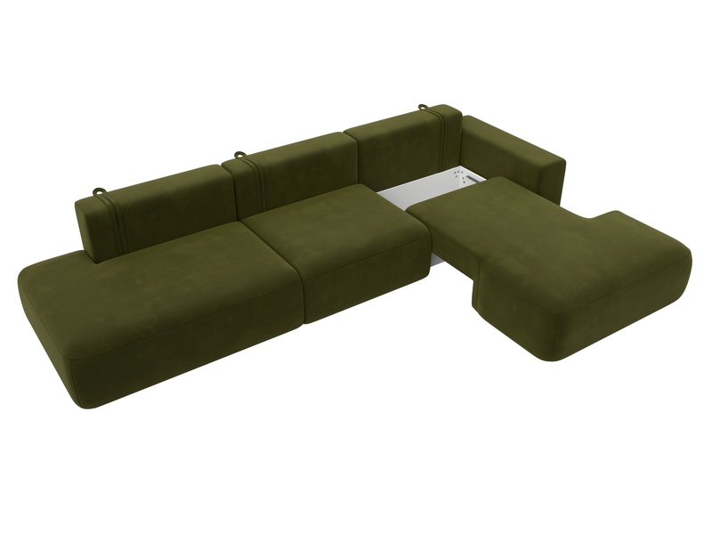 Диван угловой Лига-036 НПБ Модерн Лонг правый угол, Микровельвет, Зеленый