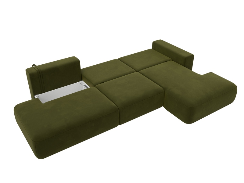 Диван угловой Лига-036 НПБ Модерн Лонг правый угол, Микровельвет, Зеленый