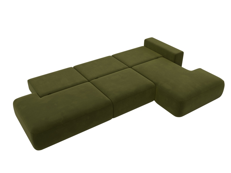 Диван угловой Лига-036 НПБ Модерн Лонг правый угол, Микровельвет, Зеленый