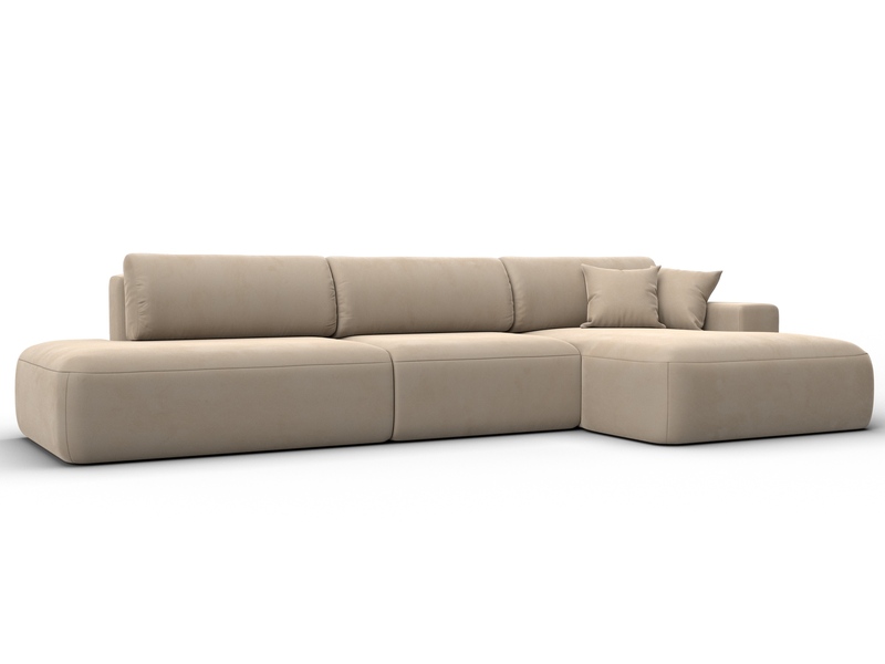 Диван угловой Лига-036 НПБ Модерн Лонг правый угол, Велюр, SEVEN 729 бежевый