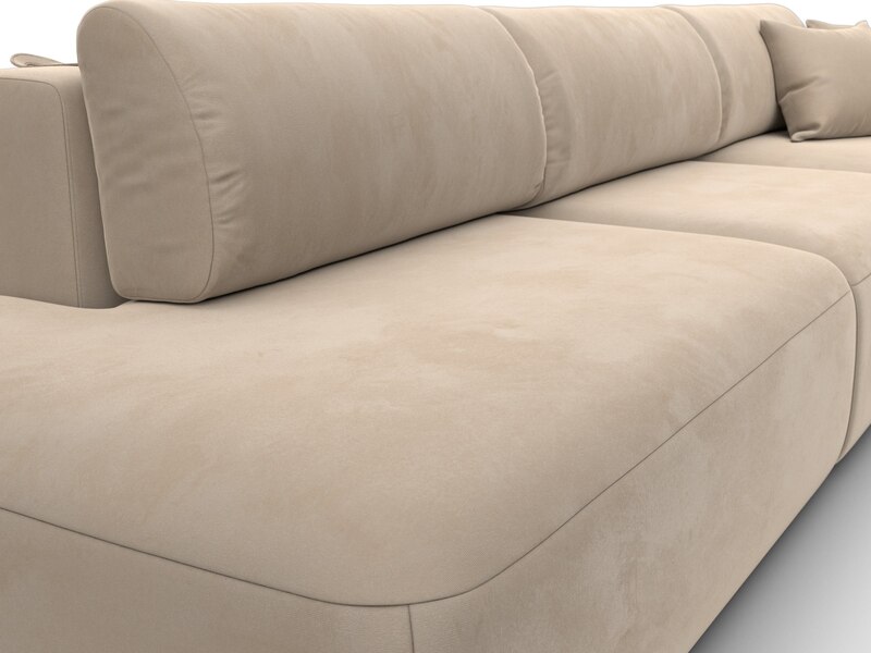 Диван угловой Лига-036 НПБ Модерн Лонг правый угол, Велюр, SEVEN 729 бежевый