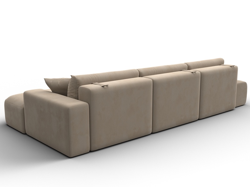 Диван угловой Лига-036 НПБ Модерн Лонг правый угол, Велюр, SEVEN 729 бежевый