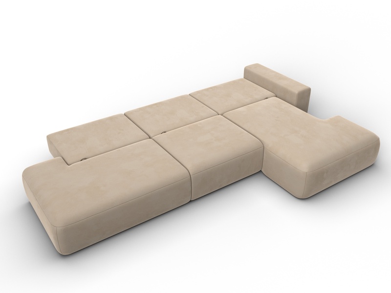 Диван угловой Лига-036 НПБ Модерн Лонг правый угол, Велюр, SEVEN 729 бежевый