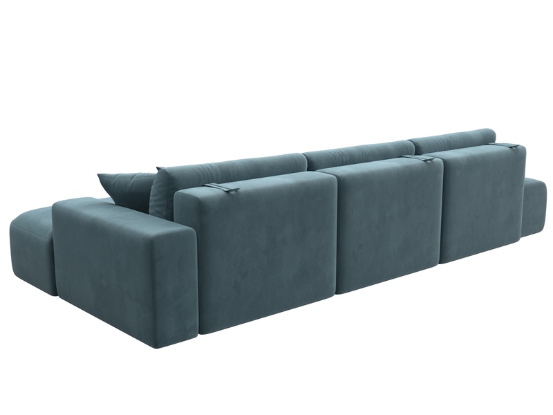 Диван угловой Лига-036 НПБ Модерн Лонг правый угол, Велюр, SEVEN 113 бирюзовый