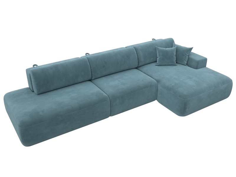 Диван угловой Лига-036 НПБ Модерн Лонг правый угол, Велюр, SEVEN 113 бирюзовый