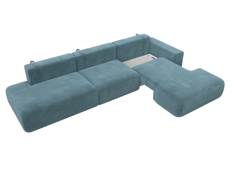 Диван угловой Лига-036 НПБ Модерн Лонг правый угол, Велюр, SEVEN 113 бирюзовый