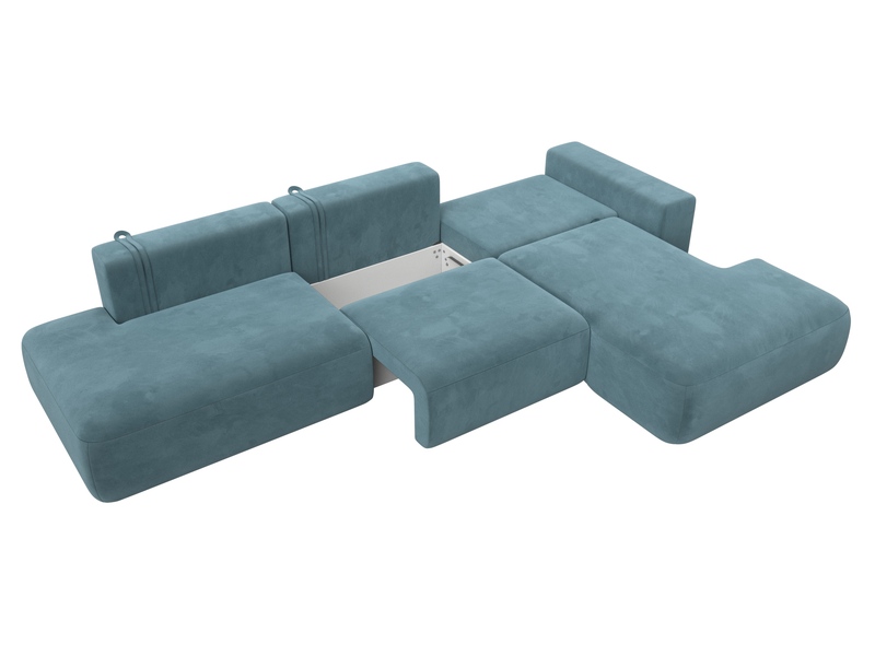 Диван угловой Лига-036 НПБ Модерн Лонг правый угол, Велюр, SEVEN 113 бирюзовый