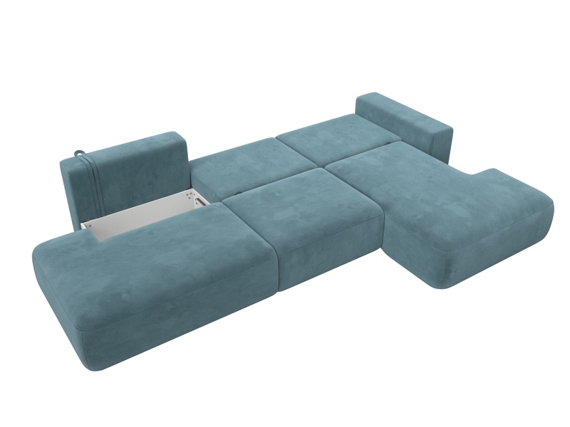 Диван угловой Лига-036 НПБ Модерн Лонг правый угол, Велюр, SEVEN 113 бирюзовый