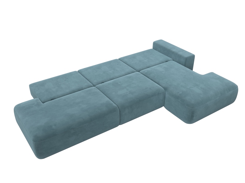 Диван угловой Лига-036 НПБ Модерн Лонг правый угол, Велюр, SEVEN 113 бирюзовый