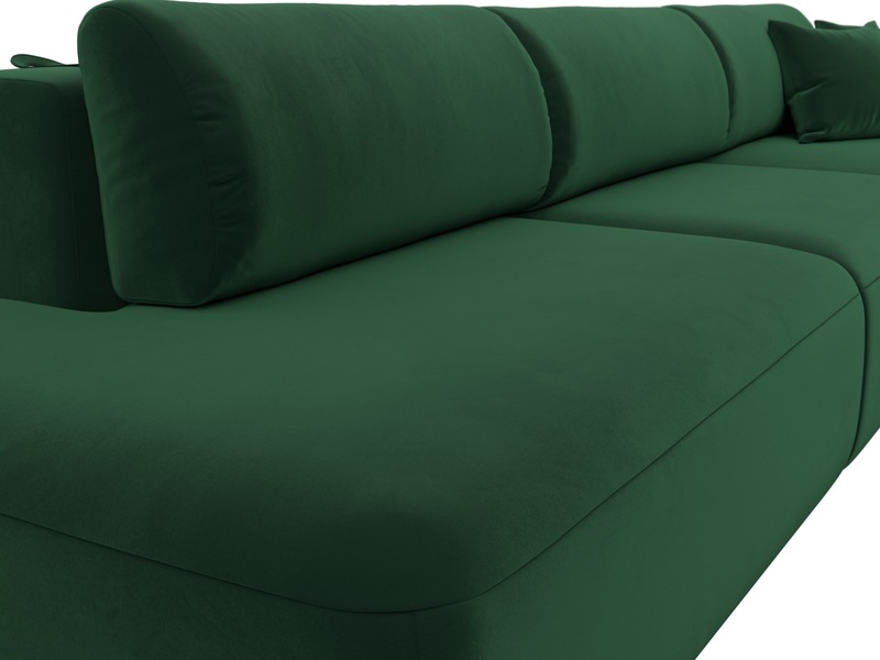 Диван угловой Лига-036 НПБ Модерн Лонг правый угол, Велюр, SEVEN 626 зеленый