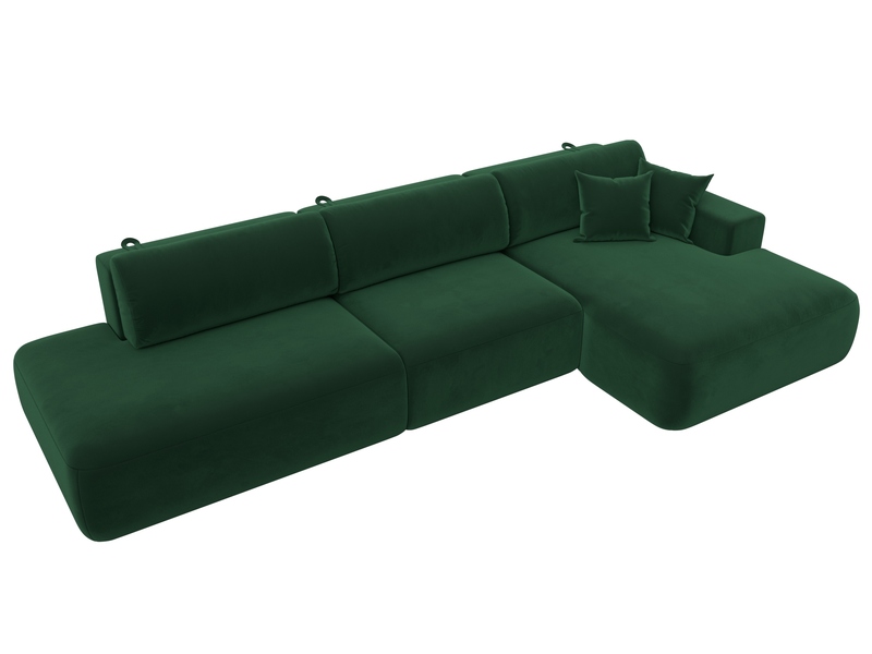 Диван угловой Лига-036 НПБ Модерн Лонг правый угол, Велюр, SEVEN 626 зеленый