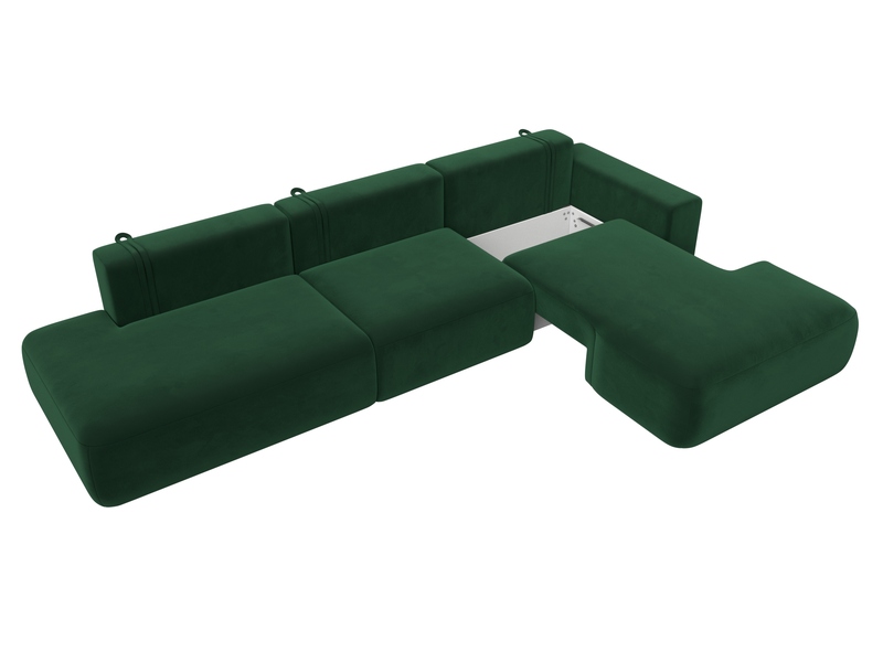 Диван угловой Лига-036 НПБ Модерн Лонг правый угол, Велюр, SEVEN 626 зеленый