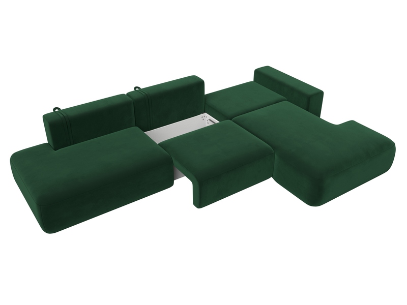 Диван угловой Лига-036 НПБ Модерн Лонг правый угол, Велюр, SEVEN 626 зеленый