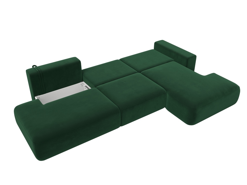 Диван угловой Лига-036 НПБ Модерн Лонг правый угол, Велюр, SEVEN 626 зеленый