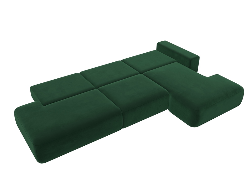 Диван угловой Лига-036 НПБ Модерн Лонг правый угол, Велюр, SEVEN 626 зеленый