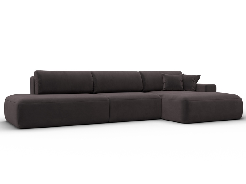 Диван угловой Лига-036 НПБ Модерн Лонг правый угол, Велюр, SEVEN 727 коричневый